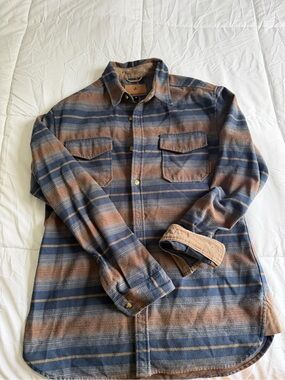 Levitate Men's Blue & Brown Button-Up Shirt